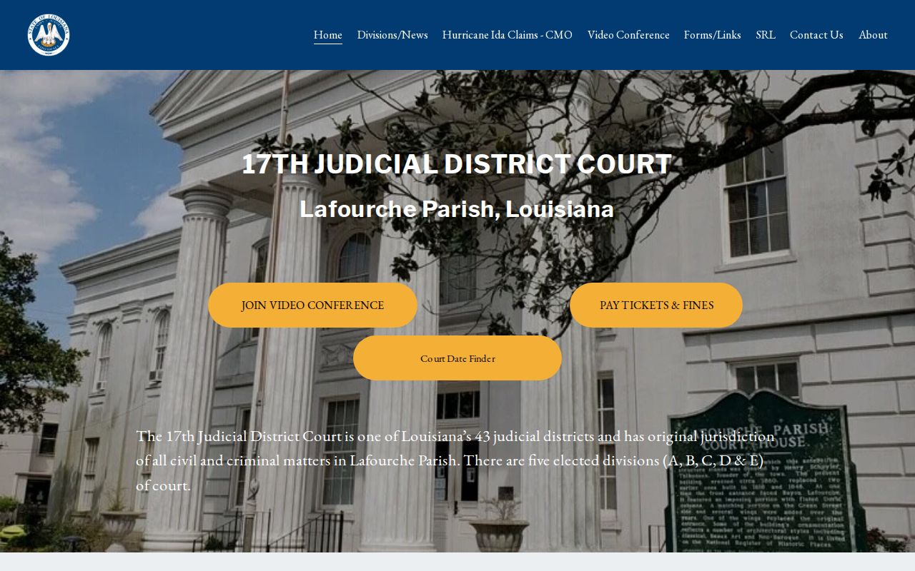 Lafourche Parish criminal court records at the Seventeenth Judicial District Court