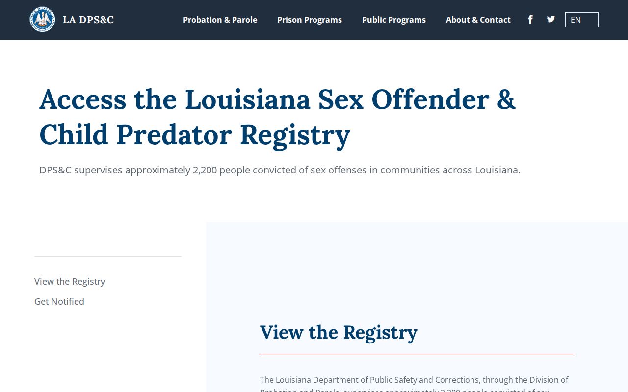 Louisiana sex offender registry official gateway